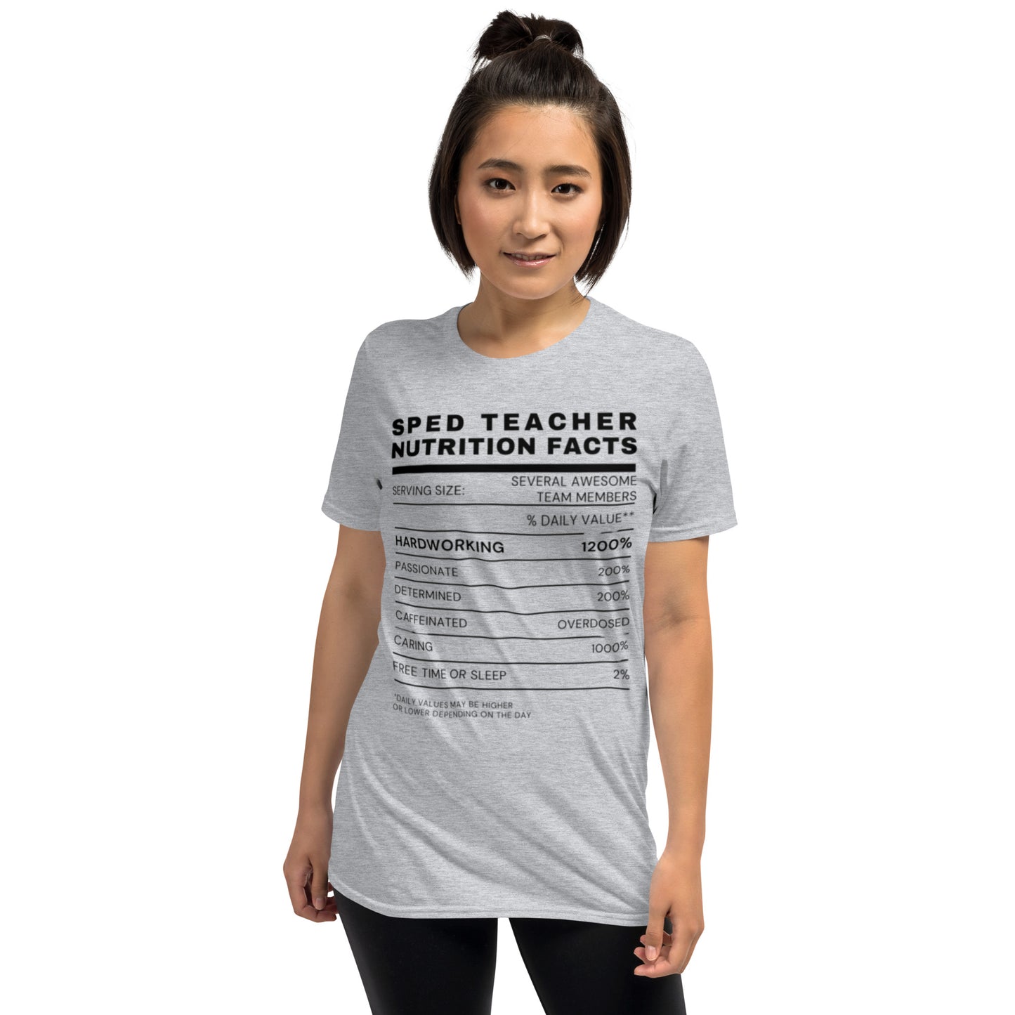 "SPED Teacher Nutrition Facts" Short-Sleeve Unisex T-Shirt