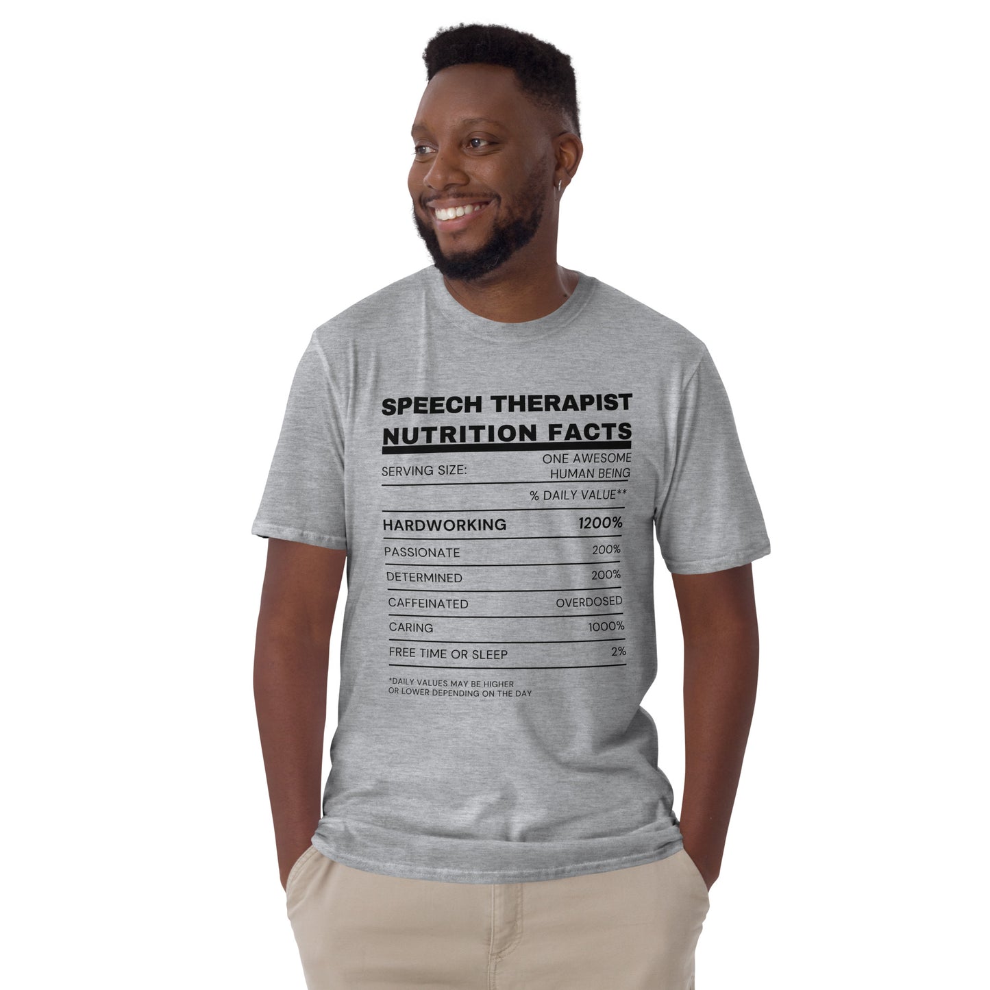 "Speech Therapist Nutrition Facts" Short-Sleeve Unisex T-Shirt