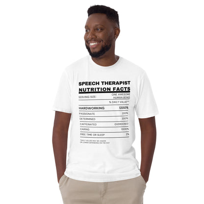 "Speech Therapist Nutrition Facts" Short-Sleeve Unisex T-Shirt