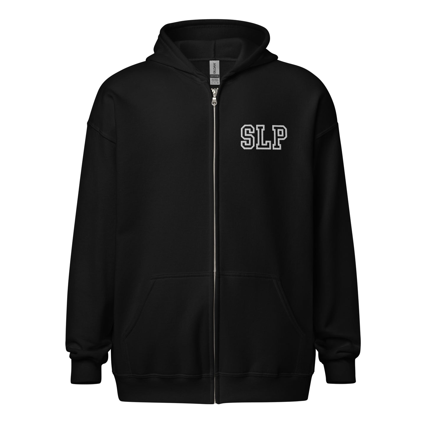 "SLP" Embroidery  Letterman Style Unisex Heavy Blend Zip Hoodie