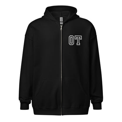 "OT" Embroidery  Letterman Style Unisex Heavy Blend Zip Hoodie