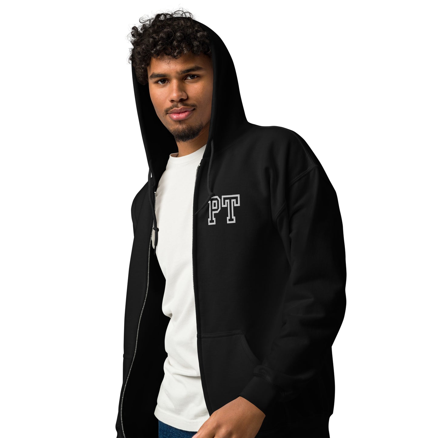 "PT" Embroidery  Letterman Style Unisex Heavy Blend Zip Hoodie