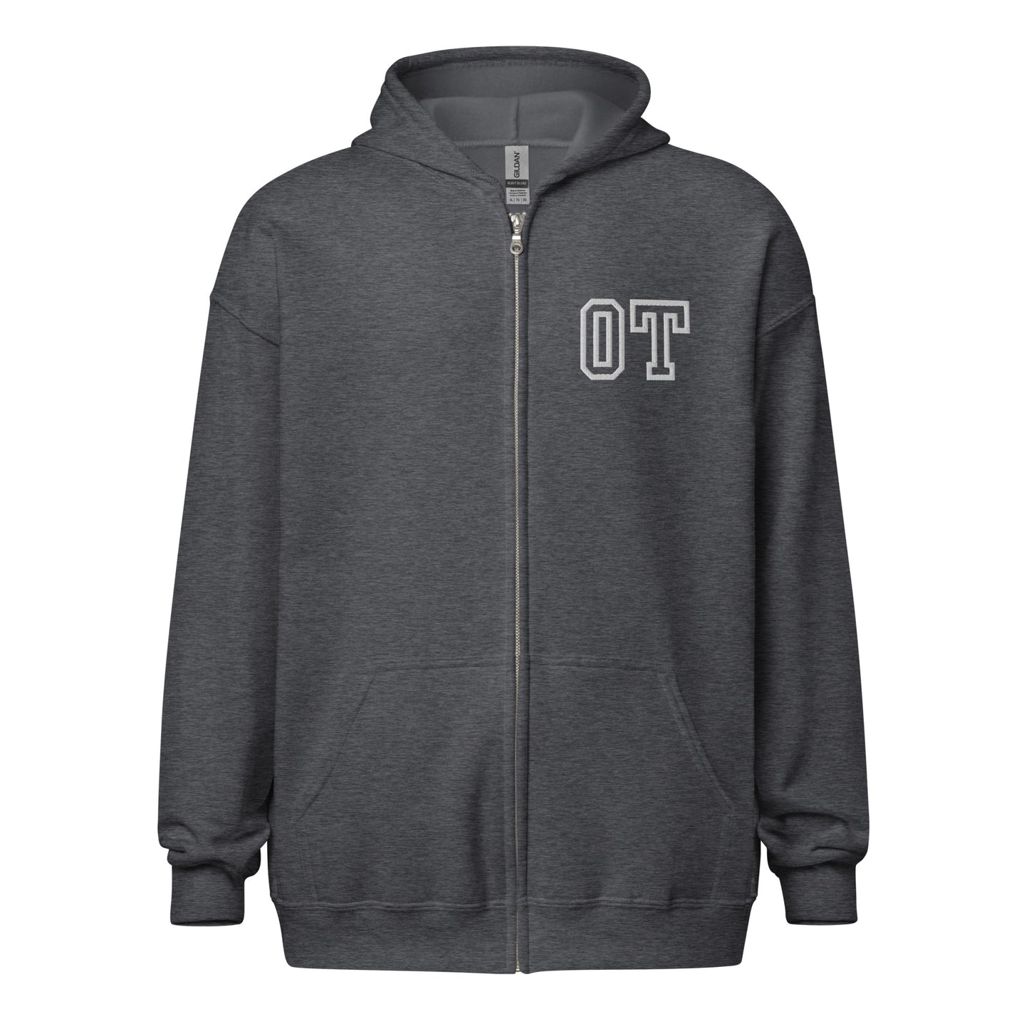 "OT" Embroidery  Letterman Style Unisex Heavy Blend Zip Hoodie