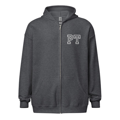 "PT" Embroidery  Letterman Style Unisex Heavy Blend Zip Hoodie