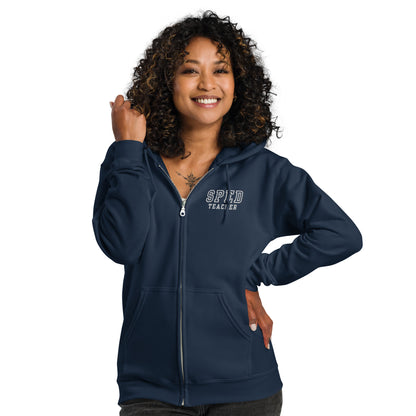 "SPED Teacher" Embroidery Letterman Style Unisex Heavy Blend Zip Hoodie