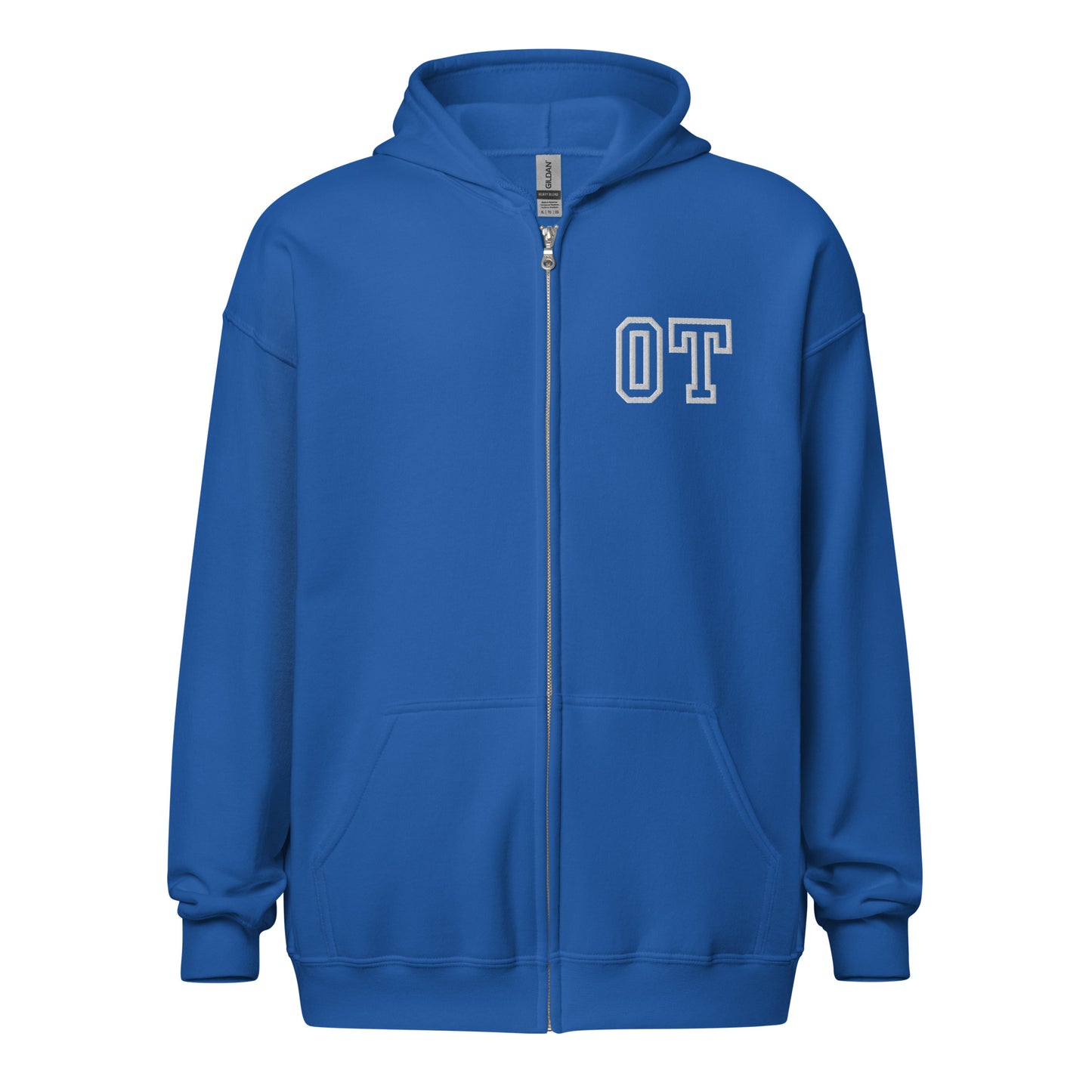 "OT" Embroidery  Letterman Style Unisex Heavy Blend Zip Hoodie