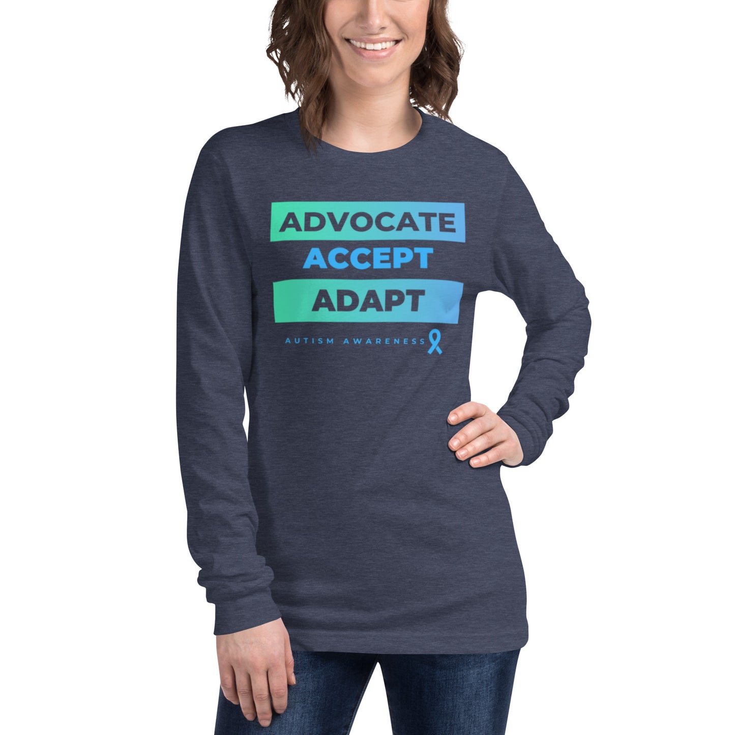 "Advocate, Accept, Adapt: Autism Awareness" Unisex Long Sleeve Tee