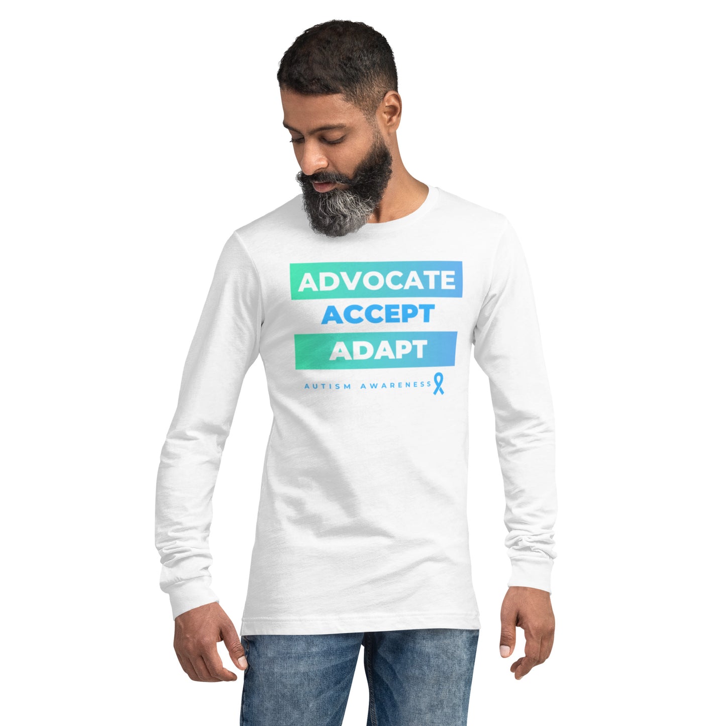 "Advocate, Accept, Adapt: Autism Awareness" Unisex Long Sleeve Tee