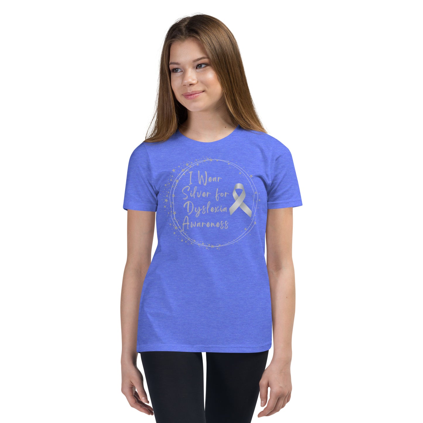 "I Wear Silver for Dyslexia Awareness" Youth Short Sleeve T-Shirt