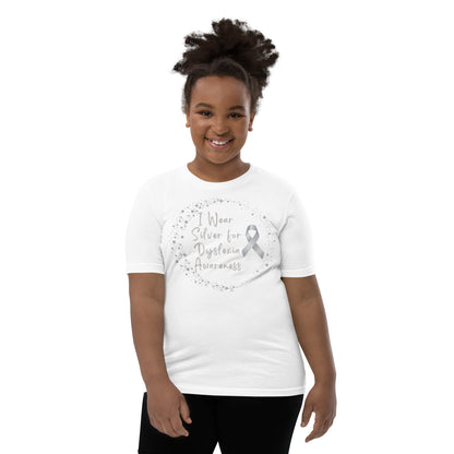 "I Wear Silver for Dyslexia Awareness" Youth Short Sleeve T-Shirt